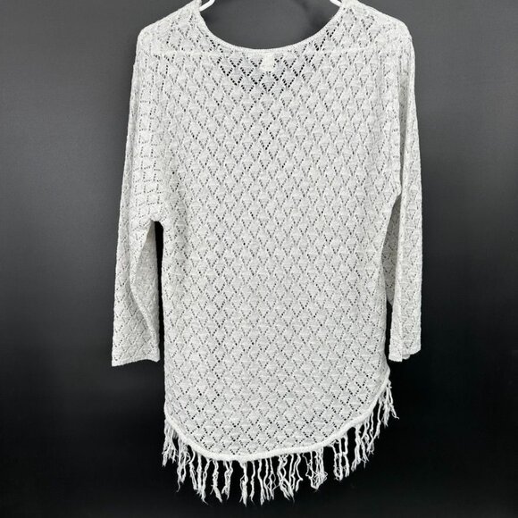 VTG A Knitch Above Gray Sweater Diamond Pattern Fringe Hem Plus Sz 2X - Picture 3 of 8